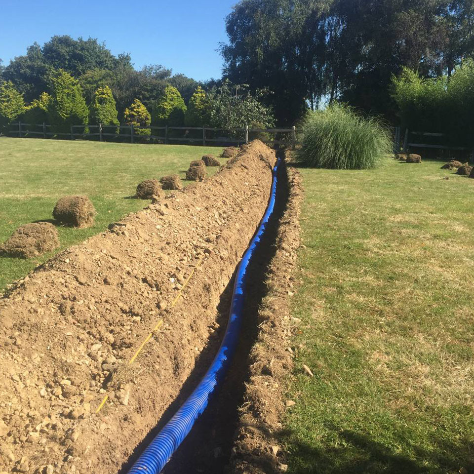 long drainage trench